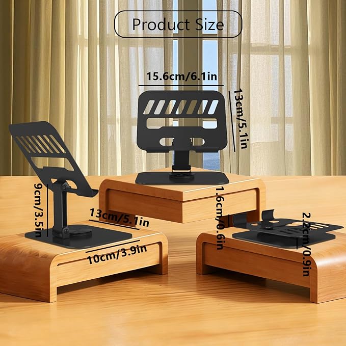Metal Tablet Stand, Adjustable 360° Rotation Tablet Holder Compatible with 4-16" Tablet Such as iPad Pro Air, iPad mini, Tab S10 Ultra, Black