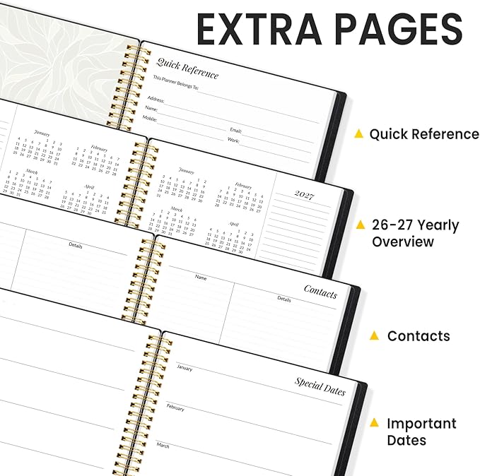 2026 Planner, Annecy Weekly ＆ Monthly Planner 2026, Jan. 2026 – Dec. 2026, 8.5" x 11" Monthly Agenda Planner with Tabs, Waterproof Flexible Cover, Spiral Binding, Double-sided Pocket, Bookmark, Black
