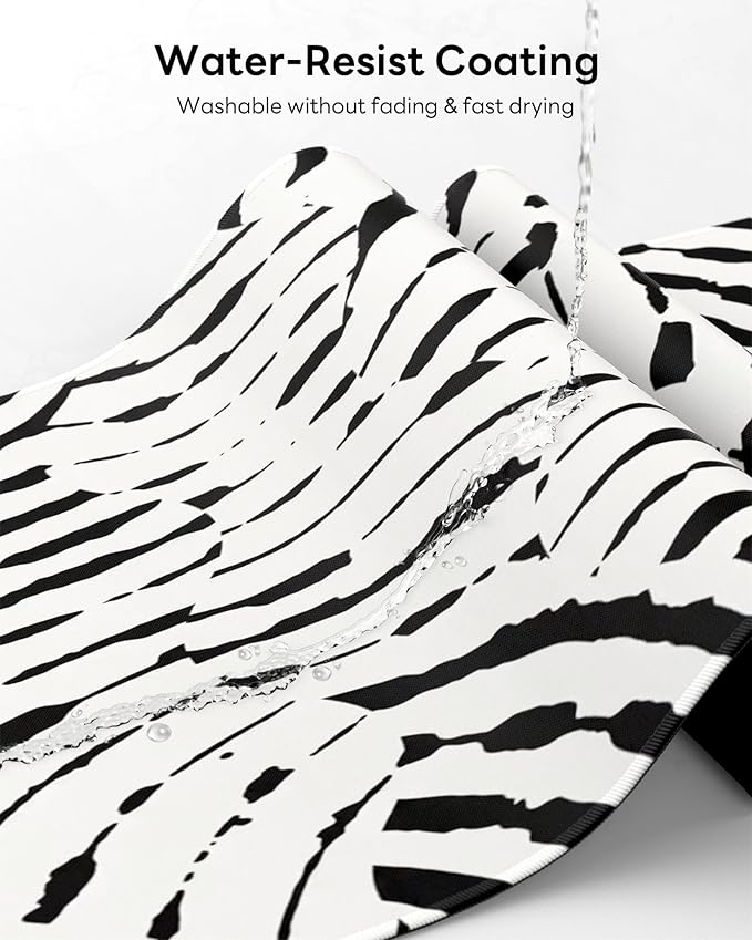 XL Gaming Mouse Pad, 31.5x17.5'' Large Desk Mat with Anti-Slip Rubber Base & Stitched Edges for Gaming, Office, Home - Tiger Stripes