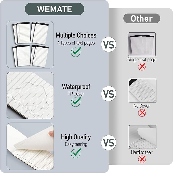 WEMATE 10 Pieces Notepad Holder Set Pocket Notebook - Included Mini Pocket Notepad Holder Set with 8 Memo Book Refills and Metal Pen for Meetings, Daily Records, and Notes 3 x 5 Inch (Brown)