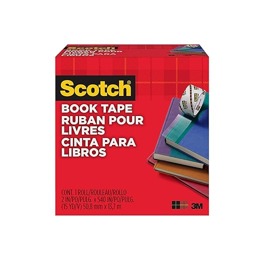 Scotch Book Tape, 2 in x 540 in, Excellent for Repairing, Reinforcing Protecting, and Covering (845) - (24-Pack)