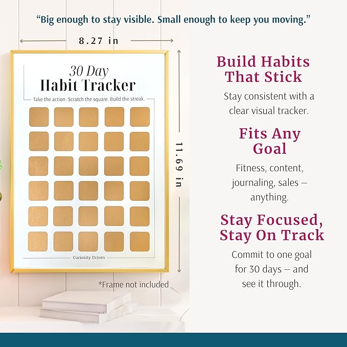 Daily Habit Tracker for Women – 30-Day Goal and Productivity Chart with Scratch-Off Motivation (8.3" x 11.7") + Encouraging Prompts & Bonus Habit Guide