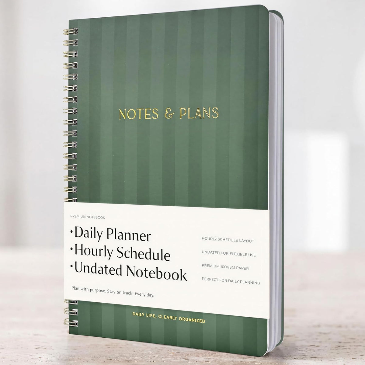 Beautiful Daily Planner And Notebook With Hourly Schedule - Spiral Notepad Aesthetic Spiral to Do List Notepad to Easily Organize Your Tasks and Appointments - School or Office Supplies for Women