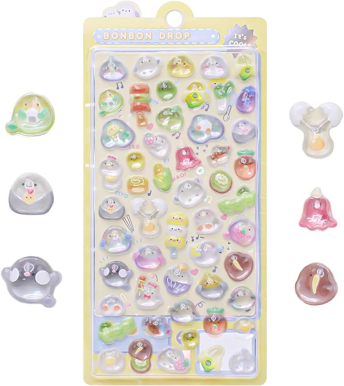 3D Cute Cartoon Chicken Puff Stickers - Kawaii Mini Puffy Stickers for Scrapbooks, Planners, Journals, Laptops & Phone Cases