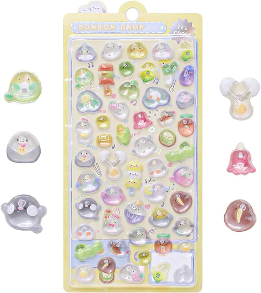 3D Cute Cartoon Chicken Puff Stickers - Kawaii Mini Puffy Stickers for Scrapbooks, Planners, Journals, Laptops & Phone Cases
