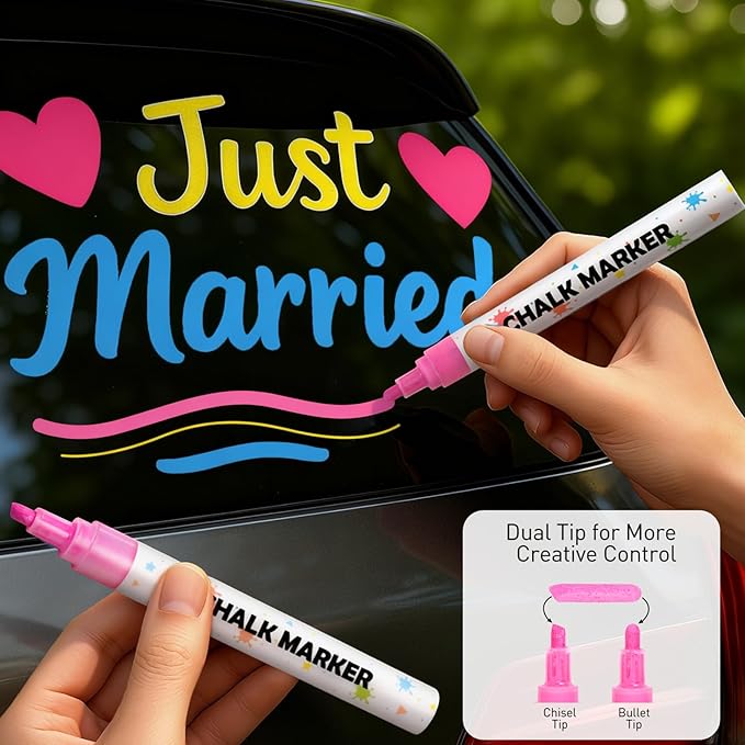 Chalk Markers - 30 Washable Liquid Chalk Markers for Blackboard,Window Markers Paint Pens with Reversible Tip, Chalk Markers for Chalkboard Signs, Teachers, Windows, Glass, Calendar, Menu