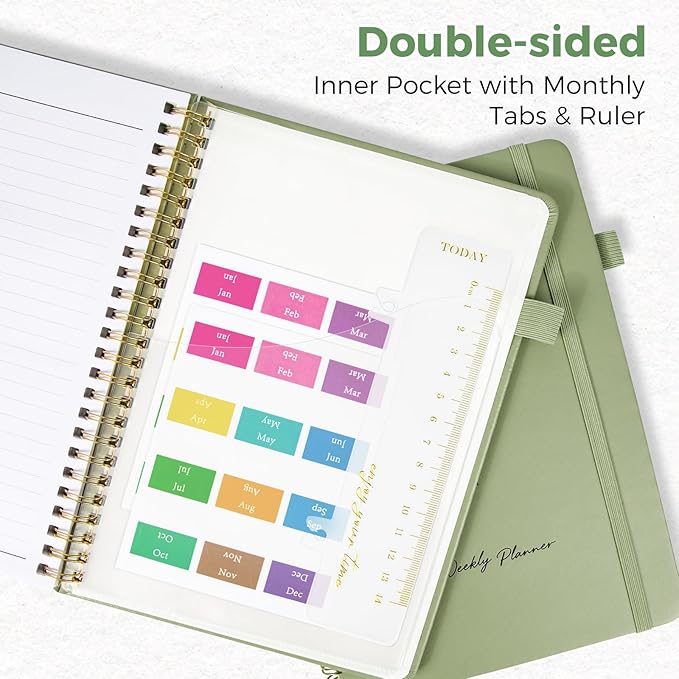 Oucaru Undated Weekly Planner, 8.5"x11", A4 Size To Do List Notebook with Goal & Habit Tracker Organizer, 52 Weekly Planner Notebook with Spiral Binding for Office Home School Supplies