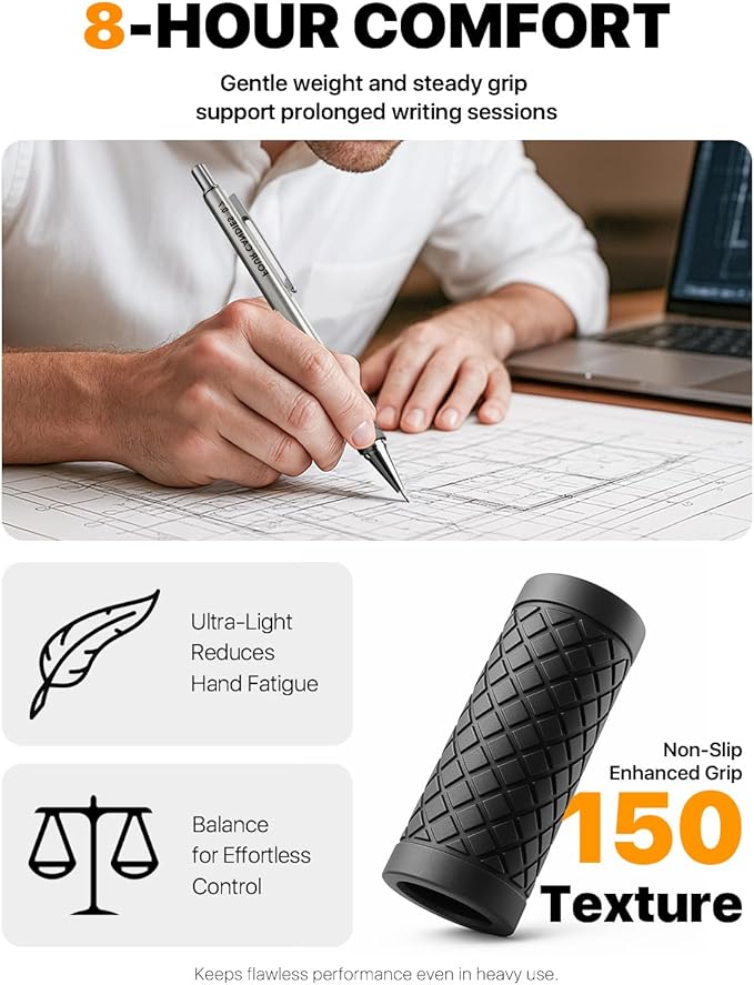 Metal Mechanical Pencil Set - 6PCS 0.7mm Art Mechanical Pencils & 360PCS HB Lead Refills & 3PCS Erasers & 9PCS Eraser Refills, Drawing Mechanical Pencils for Writing, Sketching/With Case
