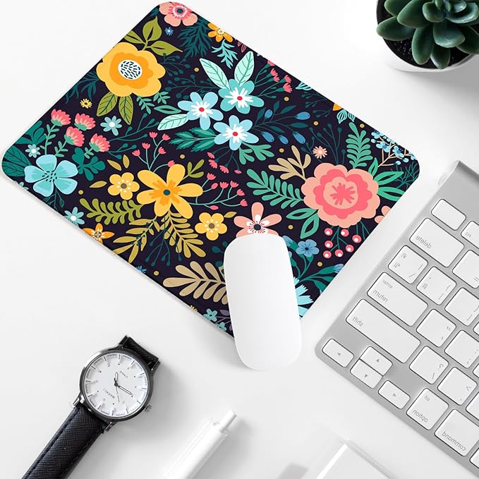 Flower Square Mouse Pad,Non-Slip Rubber Base Mouse Pad,Home Office Decoration Desktop Accessory,Laptop Mouse Pad for Office Laptops,9.4x7.8x0.12inch 5