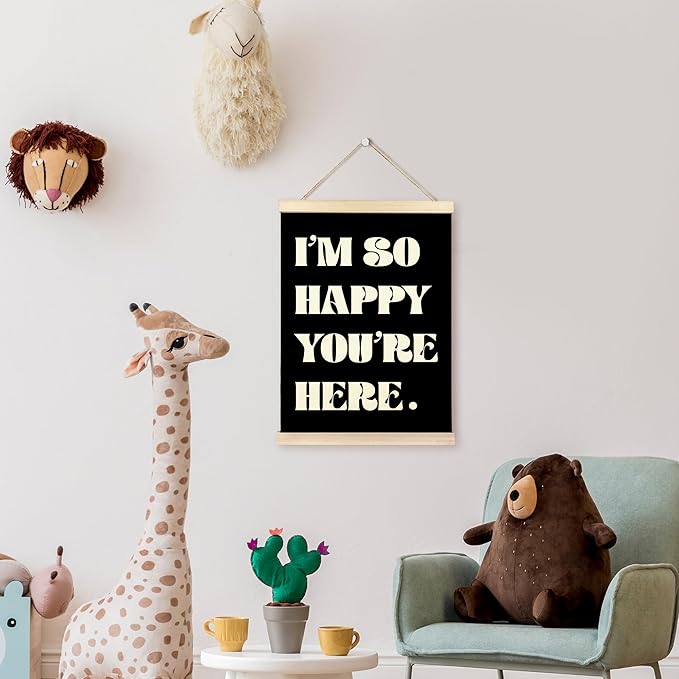 TAEDIN Boho Classroom Wall Art Poster Hanger Frame - Black Nursery Art with Wood Frames, Inspirational Wall Hanging Decor for Baby Kids Room School Home Bedroom, 12x16 Inches