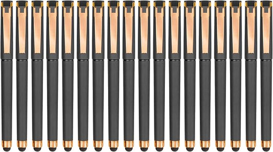 Linbsunne Black Gel Pens 0.7mm Medium Point Pen Office Pens 2-in-1 Stylus Pens for Touch Screens Gel Ink Rollerball Pens for Writing (18 Pack-grey)
