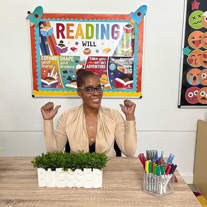 Sproutbrite Classroom Decorations - Reading Banner and Poster for Teachers - Bulletin Board and Wall Decor for Pre School, Elementary and Middle School Themes