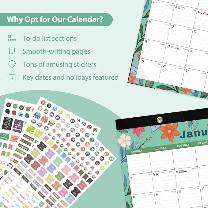 2026 Desk Calendar, Large Desktop/Wall Monthly Calendar (Jan. 2026 - Jun. 2027) 17'' x 12'' Personal Desk Planner for Teacher Family School Office Supplies