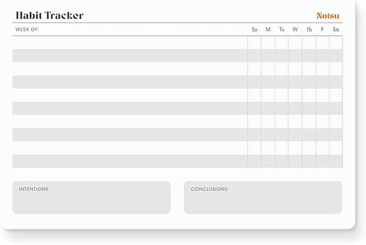 Notsu Weekly Habit Tracker Notepad | Goals Planner Pad and Self Care To Do List | 50 Tear Off Pages, 8.5” x 5.5”