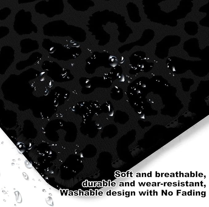 Black Leopard Print Square Mouse Pad,Non-Slip Rubber Base Mouse Pad, Home Office Decoration Desktop Accessory,Laptop Mouse Pad for Office Laptops,9.4x7.8x0.12inch.