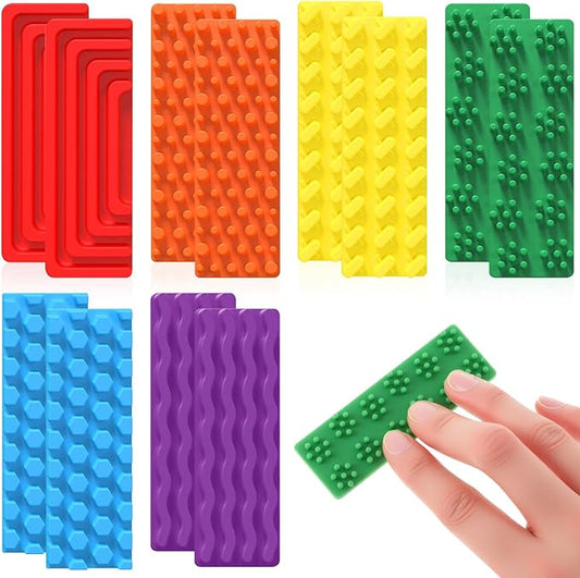 Ireer 12 Pcs Textured Sensory Stickers Silicone Desk Fidget Decals Thick Mental Health Stickers Strips Different Textured Calm Decals Stress Anxiety Relief Items for Adult Autism Adhd Desk Office Gift