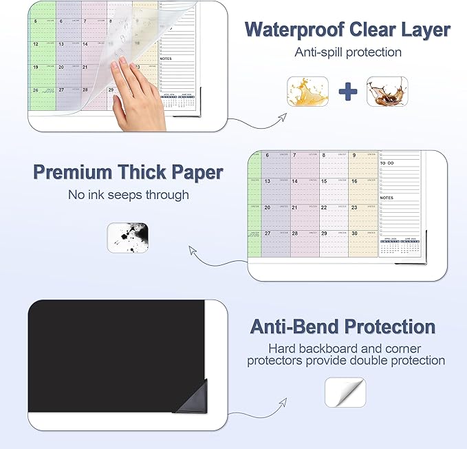 Desk Calendar 2026-2027, 18 Months Calendar from Jan. 2026 to Jun. 2027, 17" x 12" Large Desktop/Wall Monthly Calendar with Corner Protectors, Ample Space ＆ Target for Home, School, Office