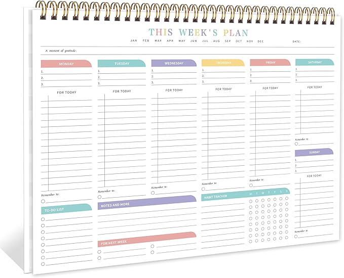Kamoy Weekly To Do List Notepad with 52 Undated Sheets（8.5"×11"）- Undated Weekly Desk Planner Organizer for Work Home School Office Supplies