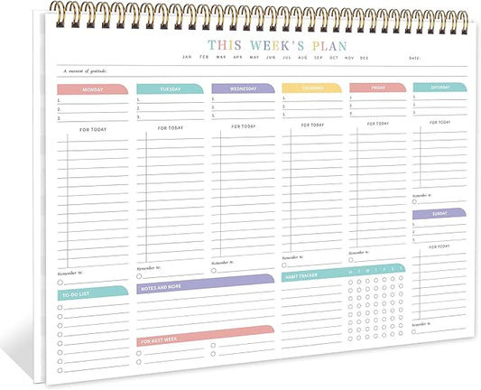 Kamoy Weekly To Do List Notepad with 52 Undated Sheets（8.5"×11"）- Undated Weekly Desk Planner Organizer for Work Home School Office Supplies