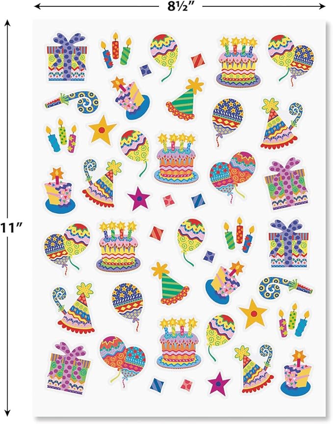 Current Colorful Celebration Birthday Party Sticker Variety Pack-2 Sheets,92 Assorted Stickers for Kids, Teachers, School, Scrapbooking, Journals, Monthly Planners, Calendars, Crafts & Greeting Cards
