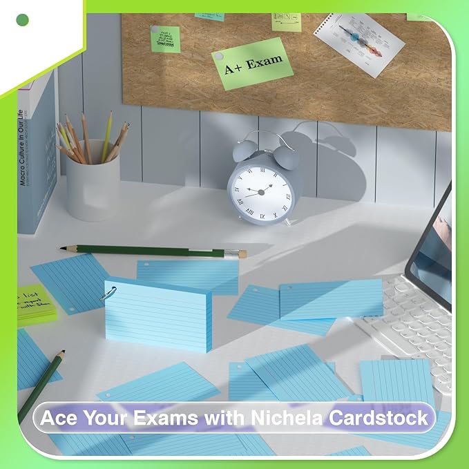 500 Count Index Cards with Ring 3 x 5 Inch Colored Heavyweight Ruled Index Cards, Flash Cards for School & Office Supplies and Home Organization, Durable Study To Do List Note Cards with Ruled Lines
