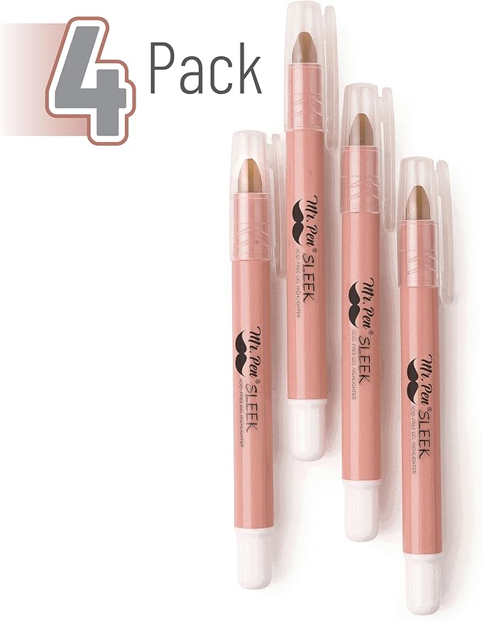 Mr. Pen- Gel Highlighters, 4 Pack, Pastel Pink, Bible Highlighters for Bibles That Do Not Bleed