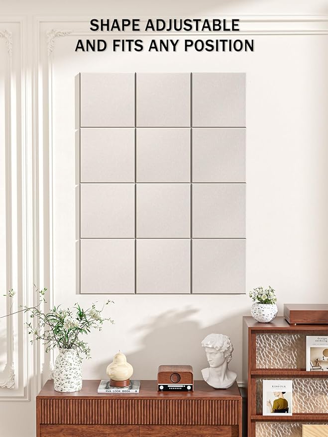 Hsurbtra Large Cork Board for Wall 47 x 36 Inch, 12 Pack Felt Bulletin Notice Board with Pushpins for Office Home School Farmhouse Wall Decor, Beige