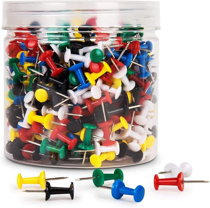 400Pcs Push Pins, Thumb Tacks for Bulletin Board, Stick Pins Thumb Tacks for Cork Board Wall Hangings, Office Tacks Color Pins for Desk Decor Organization (Assorted Colors)