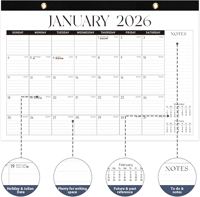 2026 Desk Calendar, Large Desktop/Wall Monthly Calendar (Jan. 2026 - Jun. 2027) 17'' x 12'' Personal Desk Planner for Teacher Family School Office Supplies