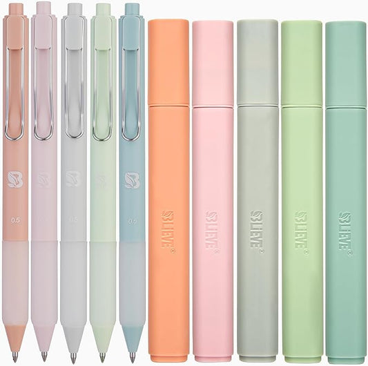 BLIEVE - Aesthetic Highlighters and Gel Pens With Soft Ink And Tip, Bible Highlighters and Pens No Bleed, Dry Fast Easy to Hold, for Bible Journaling Planner School Supplies (Pastel Muted, Multicolor)
