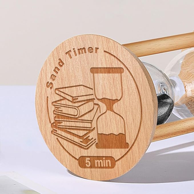 5 Minute Hourglass, 5 Min Wooden Sand Timer, Wood Sand Watch, Five Minute Mini Hour Glass, Reloj De Arena, Small Sandglass for Toothbrush Timer, Cooking, Decorative, Work, Game, Gift, Black
