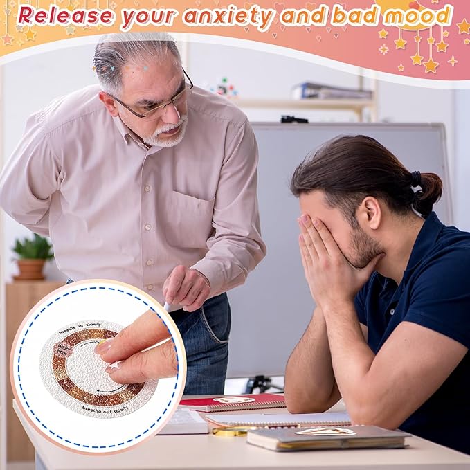 72 Pcs Anxiety Sensory Stickers Strips Adhesive Textured Mental Health Calm Stickers Mindfulness Fidget Decals Stress Anxiety Relief Items for Therapy Office Desk Counselor(Boho Breathe)