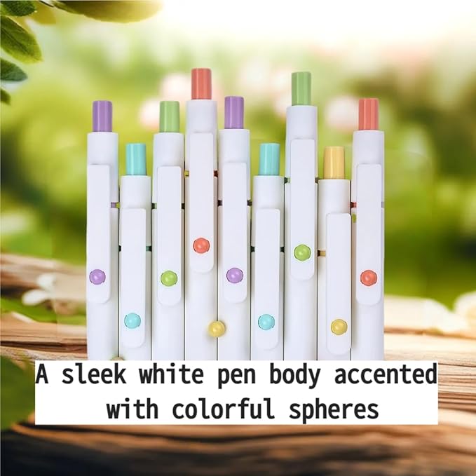 5-Pack White Barrel Gel Ink Pens with Macaron Button Colors, 0.5mm Black Ink Fine Point High-End Series Pens for Smooth Writing, Perfect for Journaling, Note-Taking, Office, and School Supplies