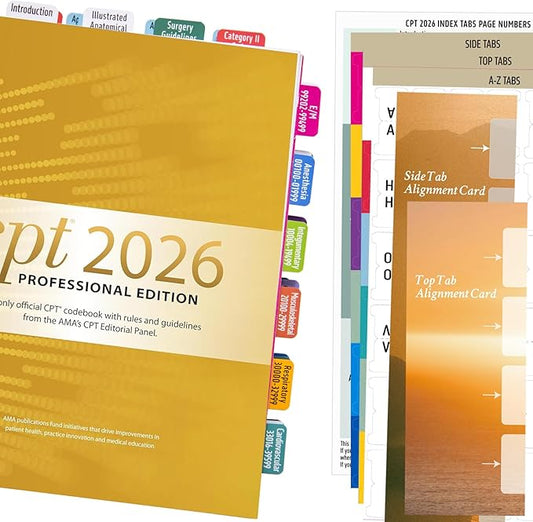 Index Tabs for CPT 2026 Professional Edition, Laminated and Color Coded Code Book Tabs with Easy Installation and Aesthetic Design.