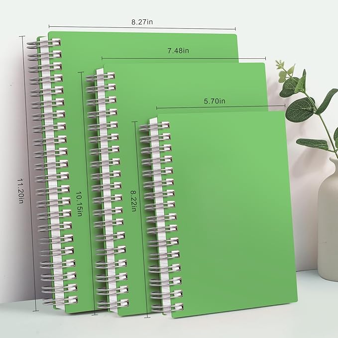 AHGXG Spiral Notebook College Ruled - Large Spiral Notebook Journal B5 7.48" × 10.15", 300 Pages, 100GSM Thick Paper, Plastic Hardcover, for Work Office School Writing Notes,Green
