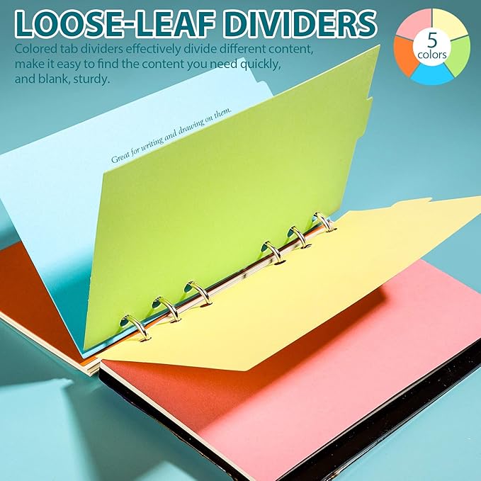 LEOBRO A6 Refill Paper, 3 Pack 45PCS A6 Dotted Loose Leaf Paper, with Page Markers, Label Stickers, Binder Pockets Dividers, 6 Ring Filler Paper Insert Refill for Planner Binder Notebook Journal