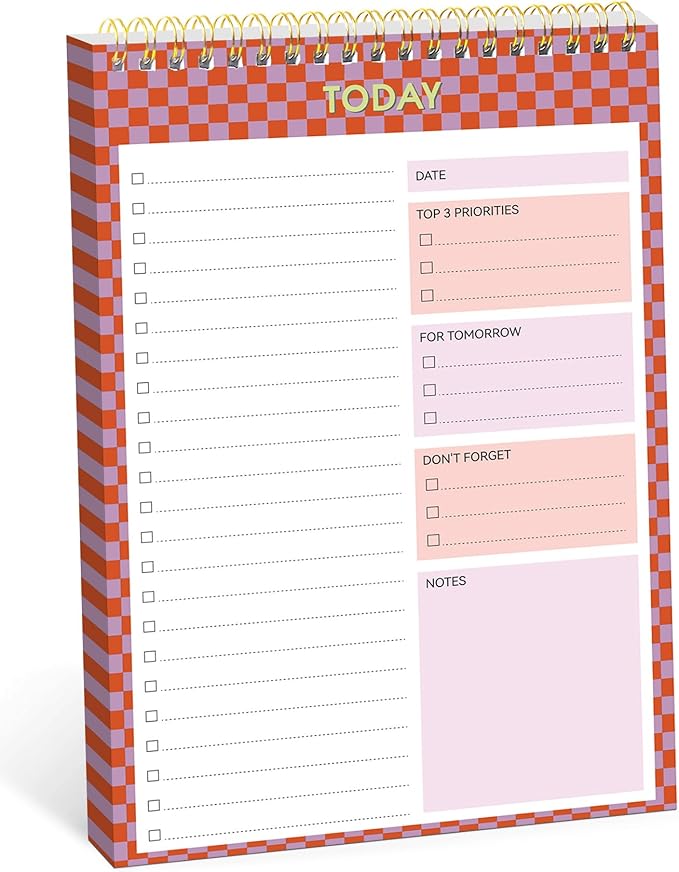 To Do List NotePad, Aesthetic To Do List Notebook for Work With 52 Sheet For Daily Tasks and Goal Setting, Undated Daily Planner Perfect for Office, Home and School Supplies - Sunset Checkered