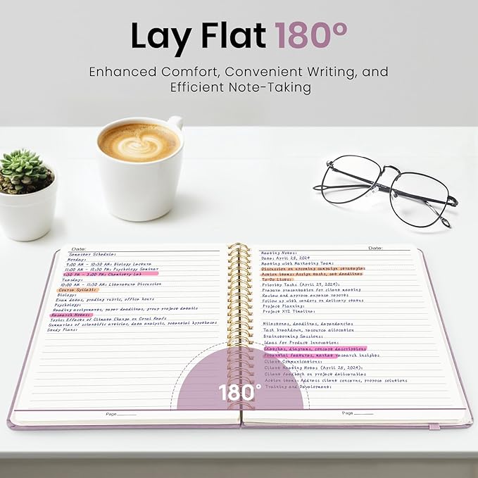 Lined Spiral Journal Notebook for Women, A5 College Ruled Journals for Writing, Hardcover Notebooks for Work, Note taking and Office School Supplies,140 Pages - Purple