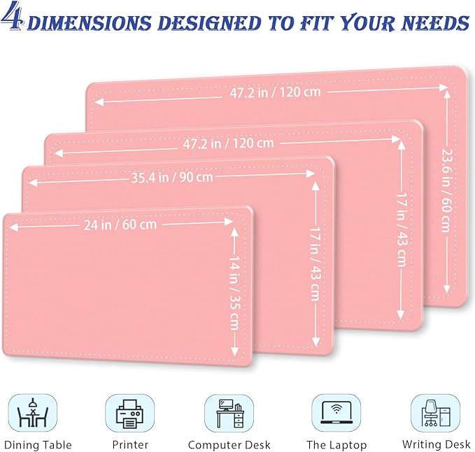 Non-Slip Desk Pad, 24" x 14" Large Mouse Pad, PU Leather Desk Mat with Suede, Laptop Desk Pad, Waterproof Keyboard Pad, Desk Blotter for Office/Home/Decor (Melon Pink)