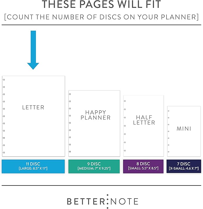 BetterNote 2026 Monthly Calendar Refill Fits Disc Notebooks, Fits Happy Planner, Levenger Circa, Arc Staples, TUL Office Depot, InkWell Press (Modern, 11-Disc, 8.5"x11")