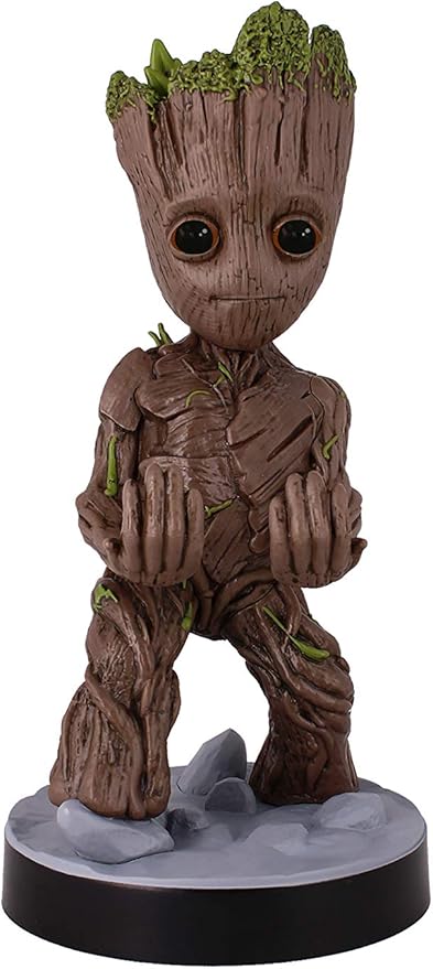 Exquisite Gaming: Guardians of The Galaxy: Toddler Groot - Original Mobile Phone & Gaming Controller Holder, Device Stand, Cable Guys, Marvel Licensed Figure, Black