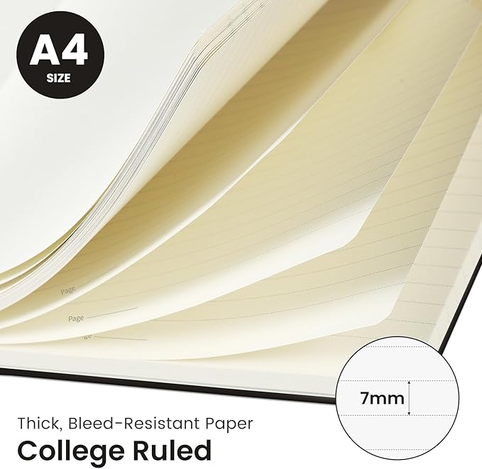 Taja Large Spiral Lined Journal for Women, 8.5" x 11" Notebooks for Work Collge Ruled, A4 Aesthetic Cute Journaling Notebooks for Writing, Plastic Cover, Midnight Bloom