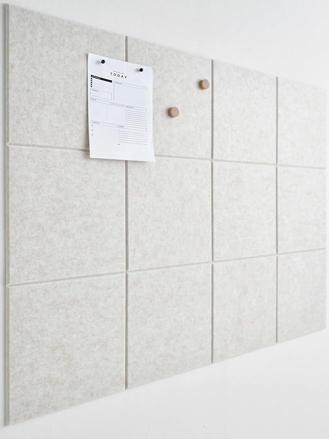Large Bulletin Board 48x36- Office Wall Organizer to Replace Your Old Cork Boards for Walls for Office Decor -12-Pack Felt Wall Tiles to Use in Home Office Decor, Classroom Decor (Limestone)