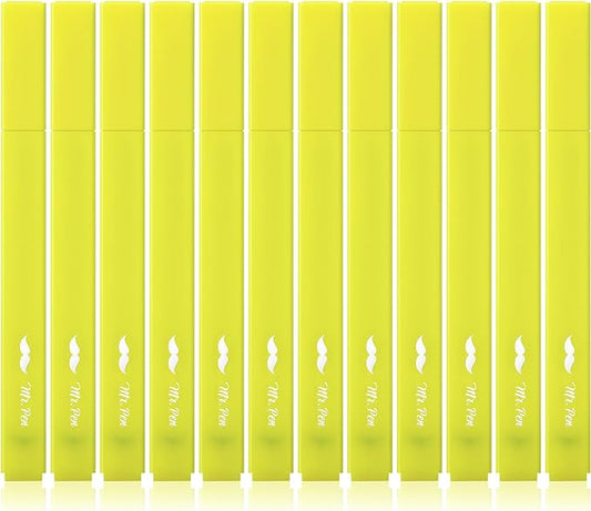 Mr. Pen Aesthetic Highlighters, 12 pcs, Fluorescent Yellow, Chisel Tip, No Bleed Bible Highlighter Pens