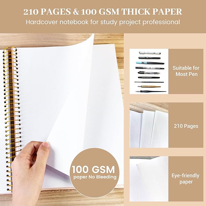 FLYING EAGLE Blank Paper Spiral notebook Journal 8.5 x 11 Blank Large Spiral Notebook 210 Pages Hardcover Spiral Notebook Sketchbook Sketch Book for drawing for Men Women,Blue