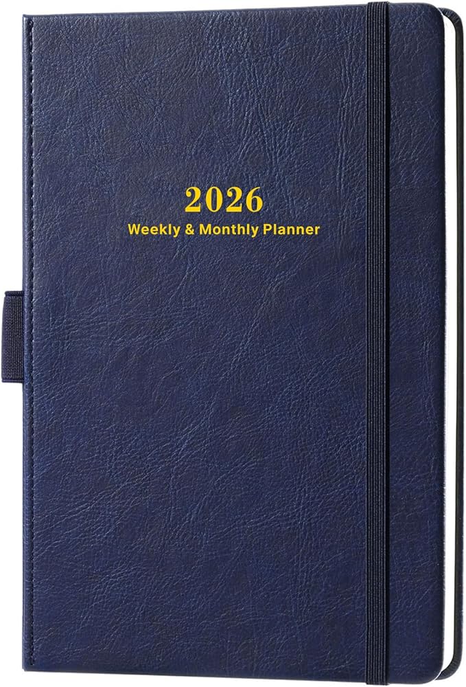 Planner 2026 Weekly and Monthly with Stickers, 5.7" X 8.2", Jan 2026 - Dec 2026, 2026 Calendar Planner, Pen Holder, Inner Pocket, 44 Notes Pages - Blue