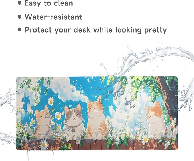 Desk Mat Mouse Pad Gaming Desk Pad XL Large Mouse Mat Office Decor Accessories (Fence cat)