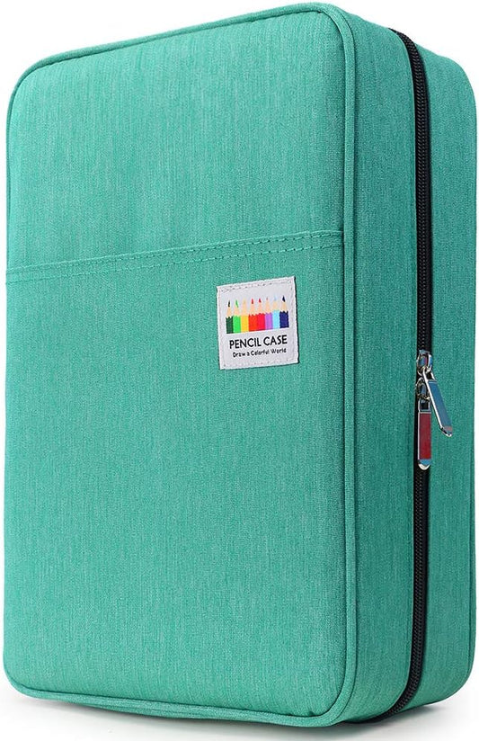 YOUSHARES Big Capacity Colored Pencil Case - 300 Slots large Pen Case Organizer with Multilayer Holder for Prismacolor Colored Pencils & Gel Pen (Green)