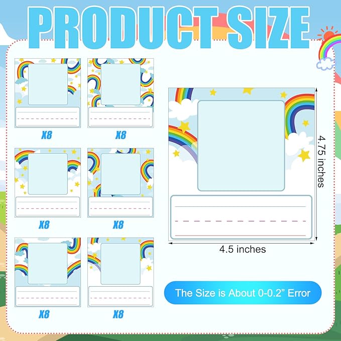 48 Pcs Photo Nameplates for Desk Name Tags Labels Stickers with Photo Space Self-Adhesive Labels Bulletin Board Colorful Indoor Decoration for Desk Bins Cubbies Office Supplies (Rainbow)