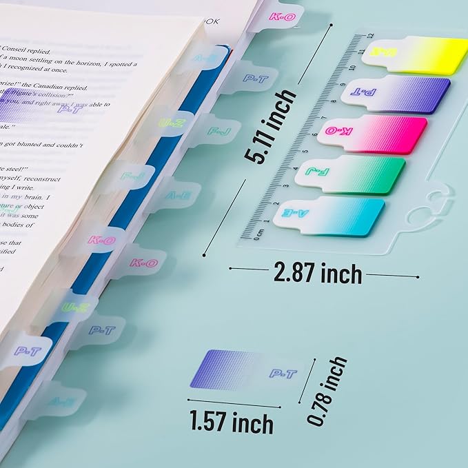 Golcellia 6 Pcs 600 Sheets Sticky Tabs - Colorful Sticky Flags with 5 Gradient Patterns - Ideal for Index, Notebook, Book, Page, Divider, Binder Tabs, Page Markers & Bible Tabs
